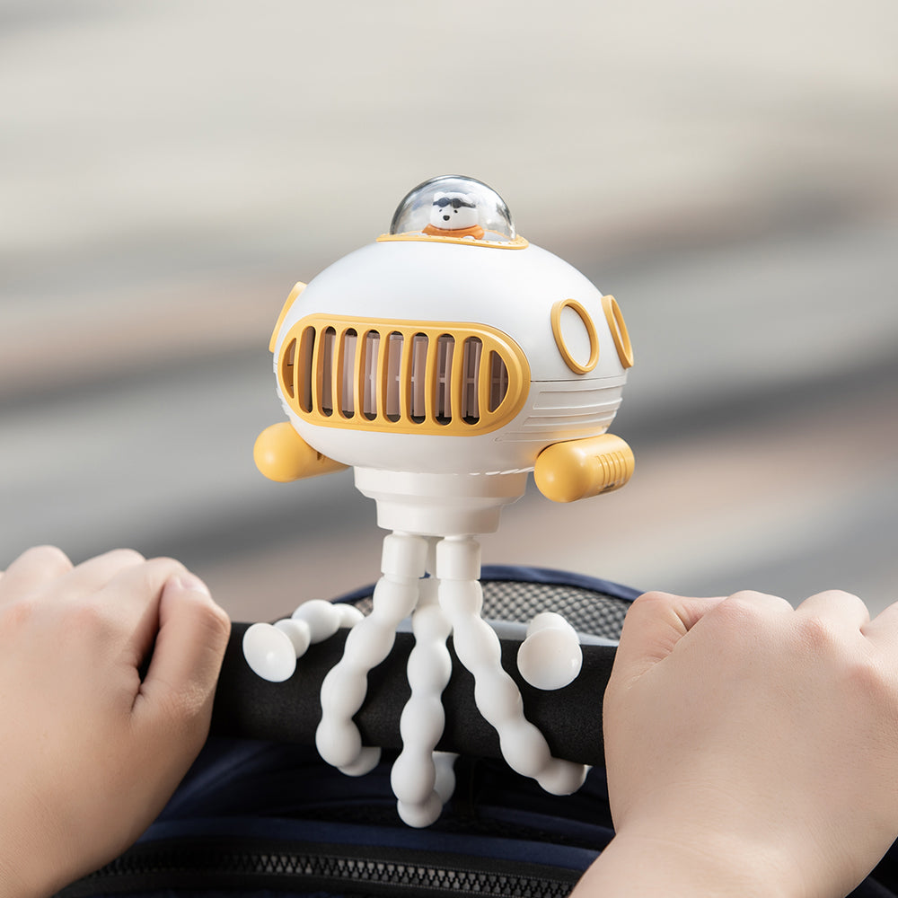 Oriday ベビーカーファン|タコ型ブレードレスファン・USB充電式・静音・指はさみ防止・赤ちゃん専用の携帯用ミニファン