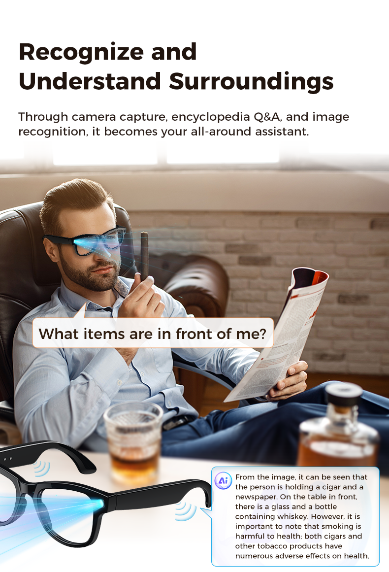 oriday New AI Smart Glasses | Instant Translation + Object Recognition + 4K HD Recording — Smart Wearable Technology