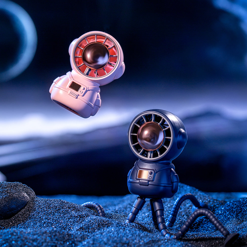 Oriday Astronaut Stroller Fan|Bladeless Octopus Design・USB Rechargeable・Quiet & Baby-Safe・Portable Desk and Handheld Fan for Babies