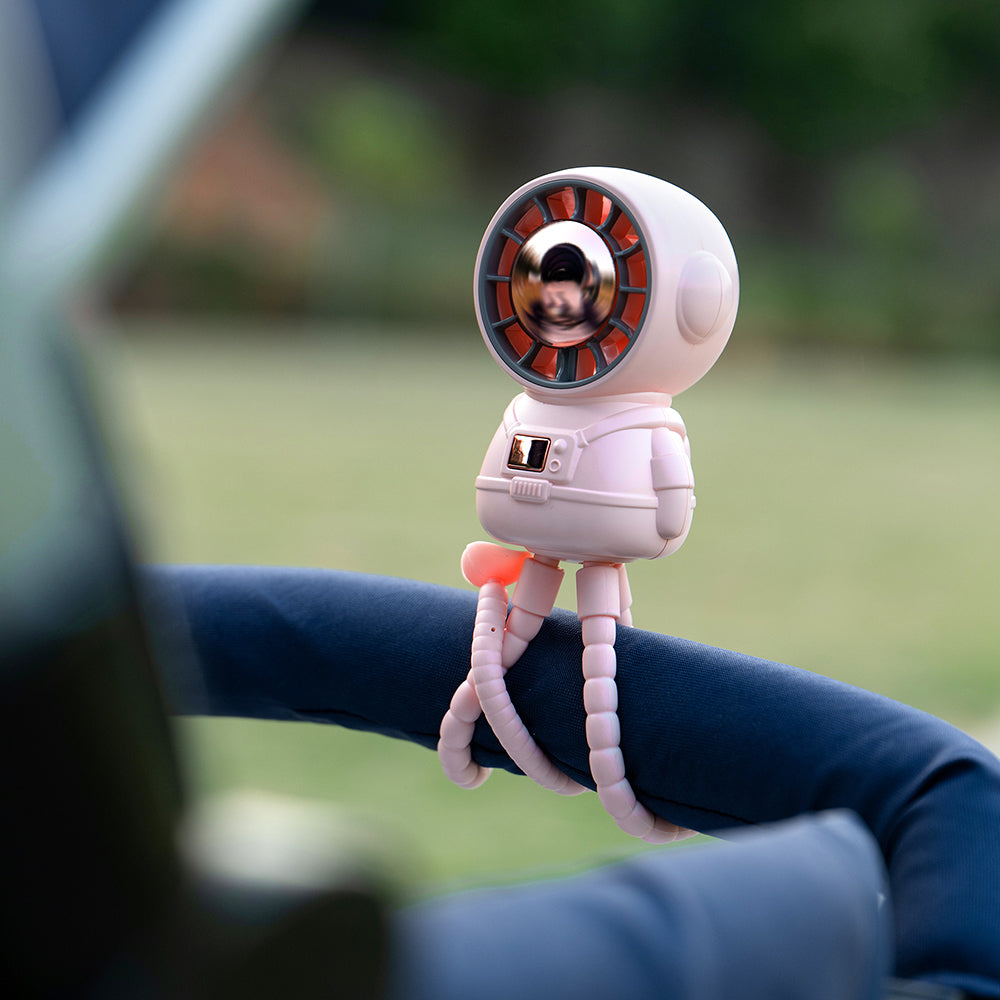 Oriday Astronaut Stroller Fan|Bladeless Octopus Design・USB Rechargeable・Quiet & Baby-Safe・Portable Desk and Handheld Fan for Babies