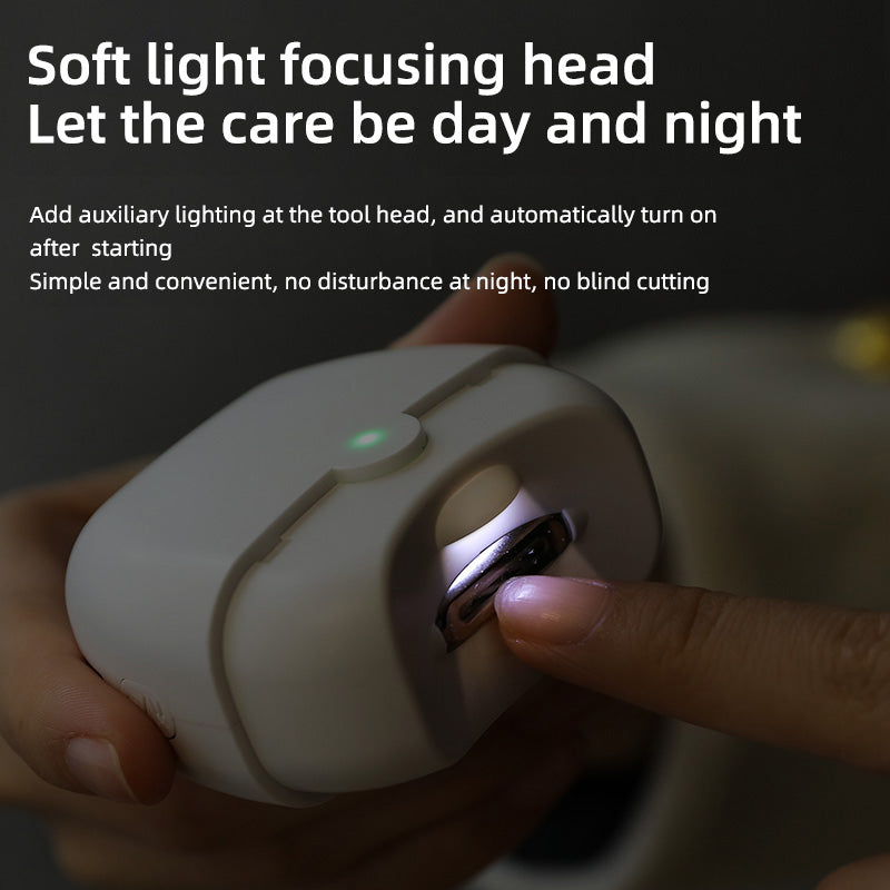 Oriday電動指甲刀磨甲器 - 剪磨一體設計,合金刀頭 & 三重安全防護 | 靜音減震設計,寶寶安睡中也能剪指甲 | 背部收納&燈光輔助