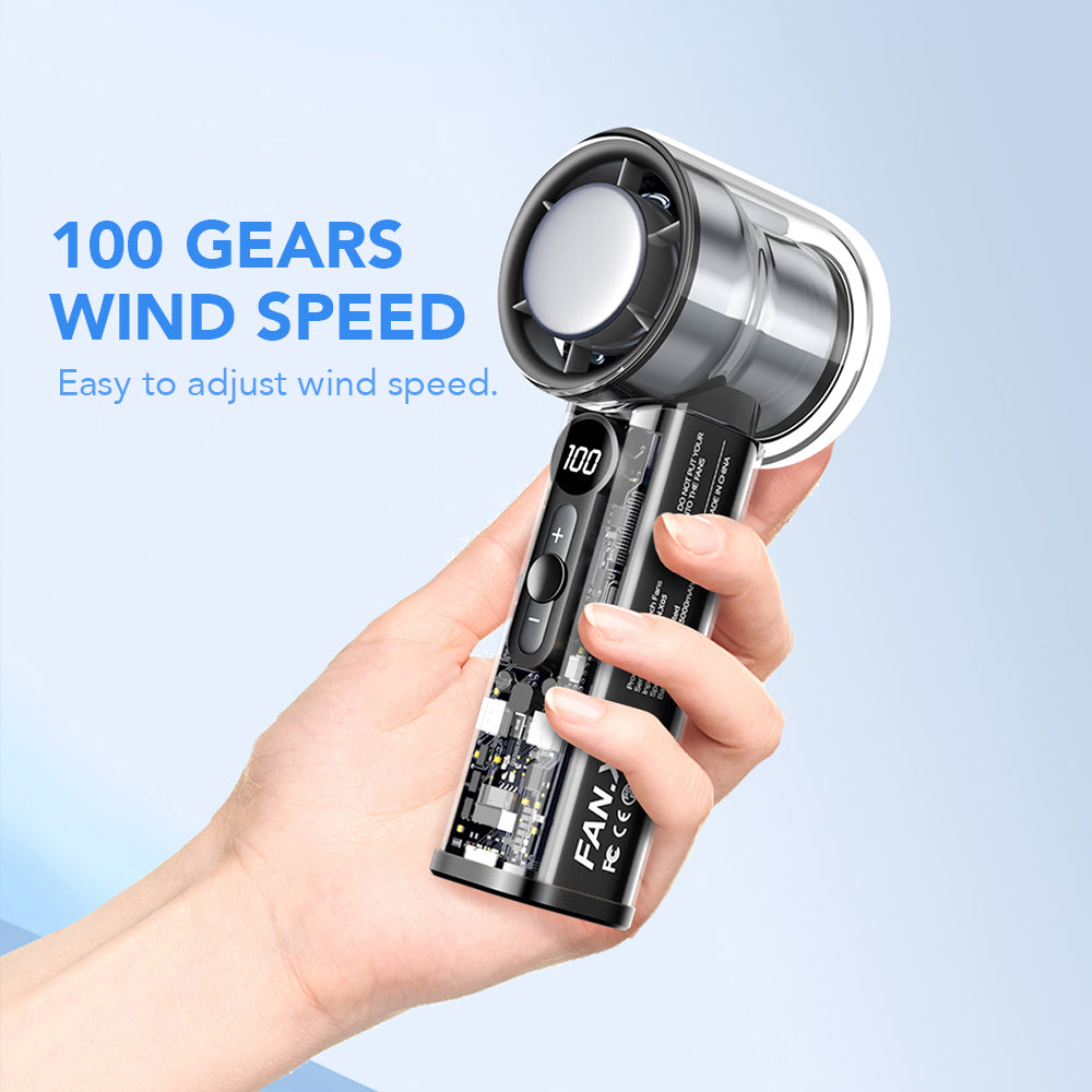 Oriday high-speed handheld cooling mini fan, portable, quiet, USB rechargeable, digital display, for home, bedroom, office, desktop, and outdoor camping, product by Dongfang Liangpin
