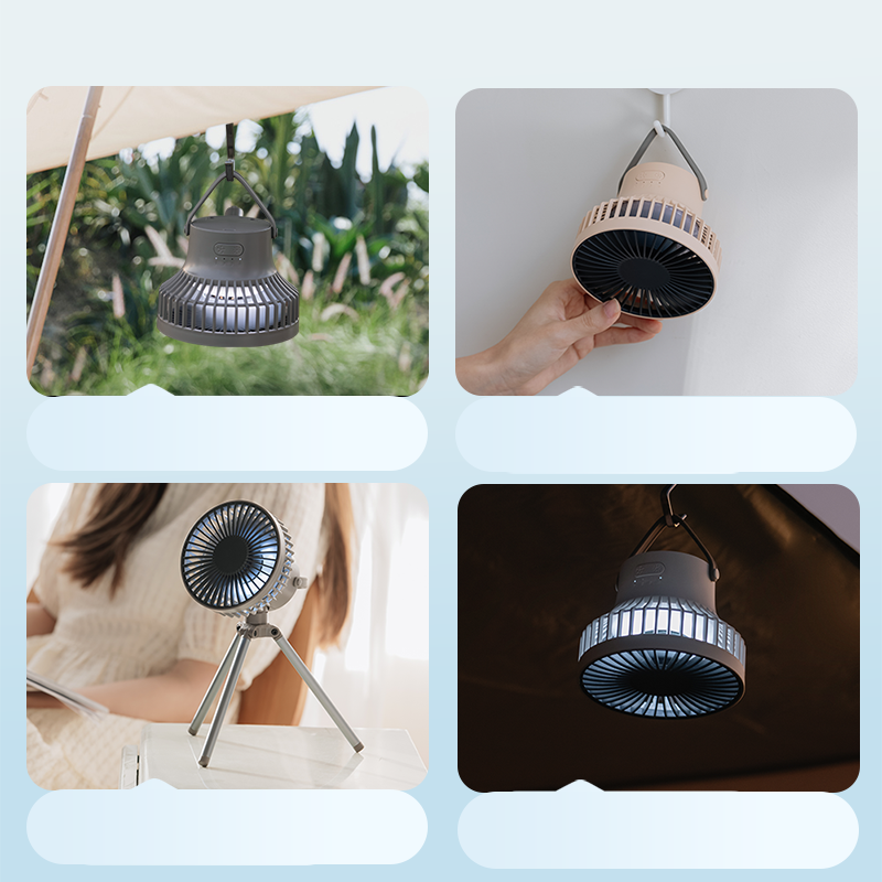 Oriday Tripod Camping Fan|Portable Rechargeable Hanging and Standing Fan・Large Battery Capacity with Extra Long Runtime・Suitable for Outdoor and Quiet Home Use