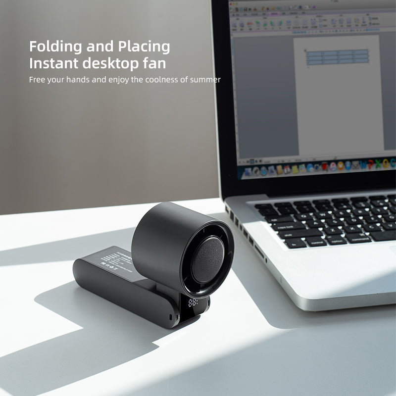 Oriday ultra-high-speed powerful handheld cooling mini fan, foldable, with semiconductor ice-cooling, strong airflow, portable for outdoor use, wearable around the neck, perfect for office, desktop, student dormitory – Oriental Liangpin.