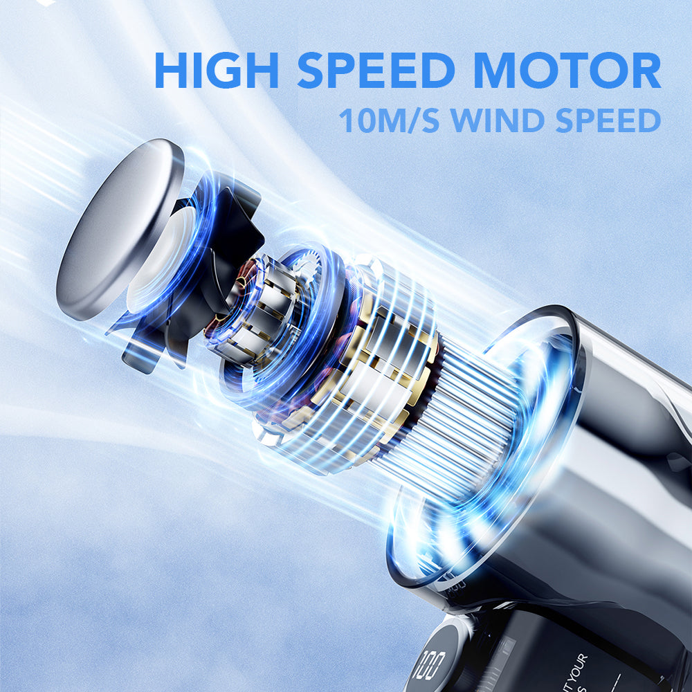 Oriday high-speed handheld cooling mini fan, portable, quiet, USB rechargeable, digital display, for home, bedroom, office, desktop, and outdoor camping, product by Dongfang Liangpin