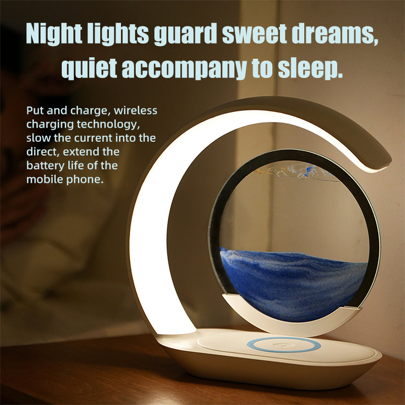 Oriday Creative Stress Relief Sand Art Night Light – Hourglass Decoration for Office, Living Room, or Bedroom, Light Luxury Home Decor by Oriental Premium