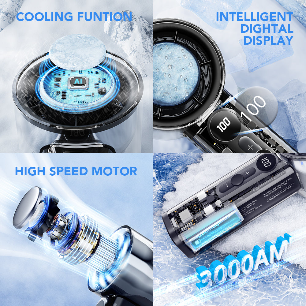 Oriday high-speed handheld cooling mini fan, portable, quiet, USB rechargeable, digital display, for home, bedroom, office, desktop, and outdoor camping, product by Dongfang Liangpin