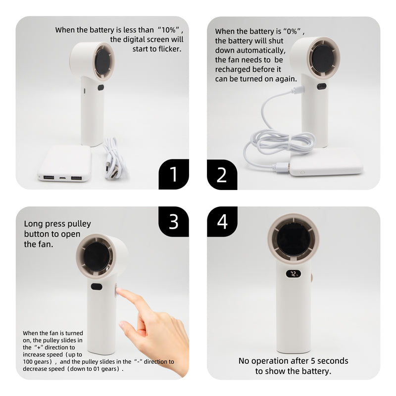 oriday High-Speed Handheld Fan 100 Levels, Ultra-Quiet Cooling, Large Capacity, Long-lasting Battery, Durable, Powerful, Portable, for Home, Desk, Dormitory, Office, Travel, Eastern Good