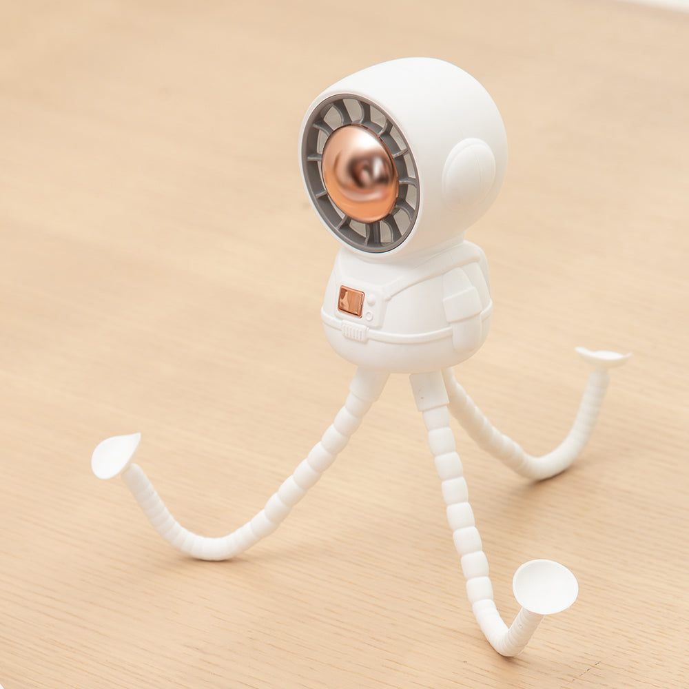 Oriday Astronaut Stroller Fan|Bladeless Octopus Design・USB Rechargeable・Quiet & Baby-Safe・Portable Desk and Handheld Fan for Babies