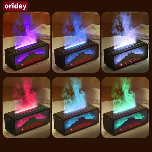 【炎アロマディフューザー|リアルな炎+高周波ミスト】Oriday七色ナイトライト・エッセンシャルオイルの香り・リモコンタイマー・水切れ自動停止保護・家庭用寝室向け(Oriday製)