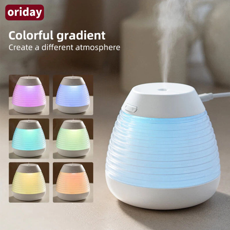 Oriday【加湿器おすすめ2025】松ぼっくり型クリエイティブアロマディフューザー|USB静音加湿・七色ライト・水不足自動電源オフ|オフィス・家庭用に最適