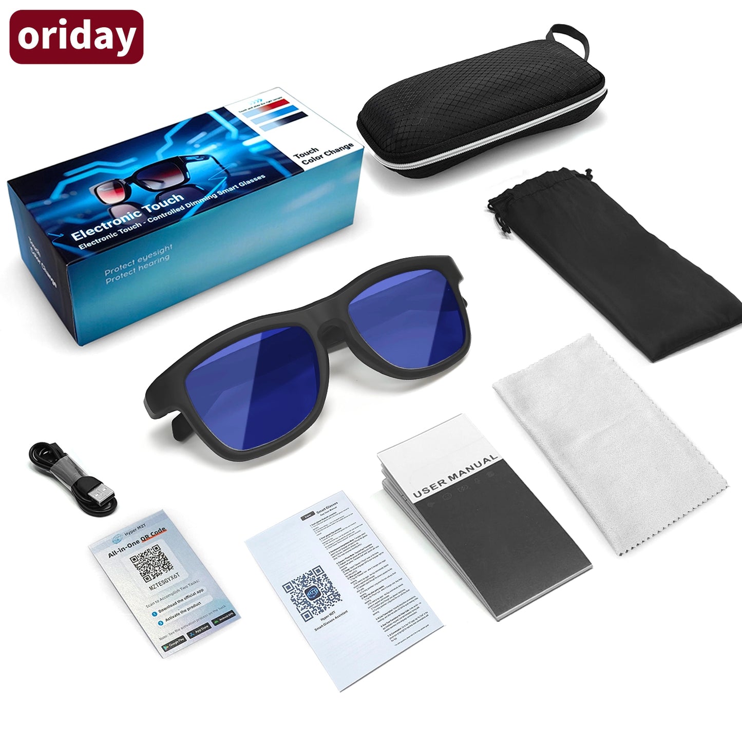 Oriday AI翻訳スマートグラス 調光レンズ｜Bluetooth通話、音楽再生、UV400保護｜運転・旅行・釣りに必須 GV90
