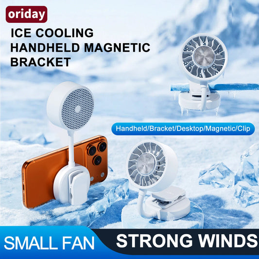 oriday【2026 Best Seller】360° Magnetic Neck Cooling Fan｜Super-Conductive Ice Ceramic Rapid Cooling｜3-Speed Strong Airflow｜Type-C Fast Charging｜Portable Quiet Mini Fan｜Perfect for Commuting, Travel & Office