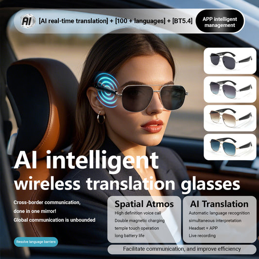 Oriday スマートAI翻訳サングラス｜眩しさ防止偏光レンズ UV400保護｜音楽＋通話＋音声アシスタント GY100