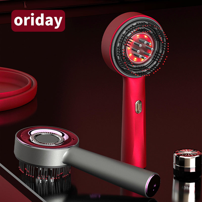 oriday【ギフト用】レーザー育毛頭皮マッサージコーム、赤色光液体導入、多機能電動ケアブラシ、旅行・自宅兼用 – Oriday