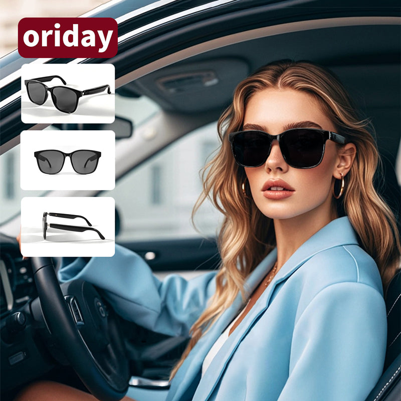 "Oriday Smart Bluetooth Glasses with Polarized Lenses, Wireless Headphones, Hands-Free Calling for Driving, High-Tech, Compatible with Apple and Android, Unisex, for Mobile Phones, Gaming, Meetings, Fishing, Traveling, and Driving."
