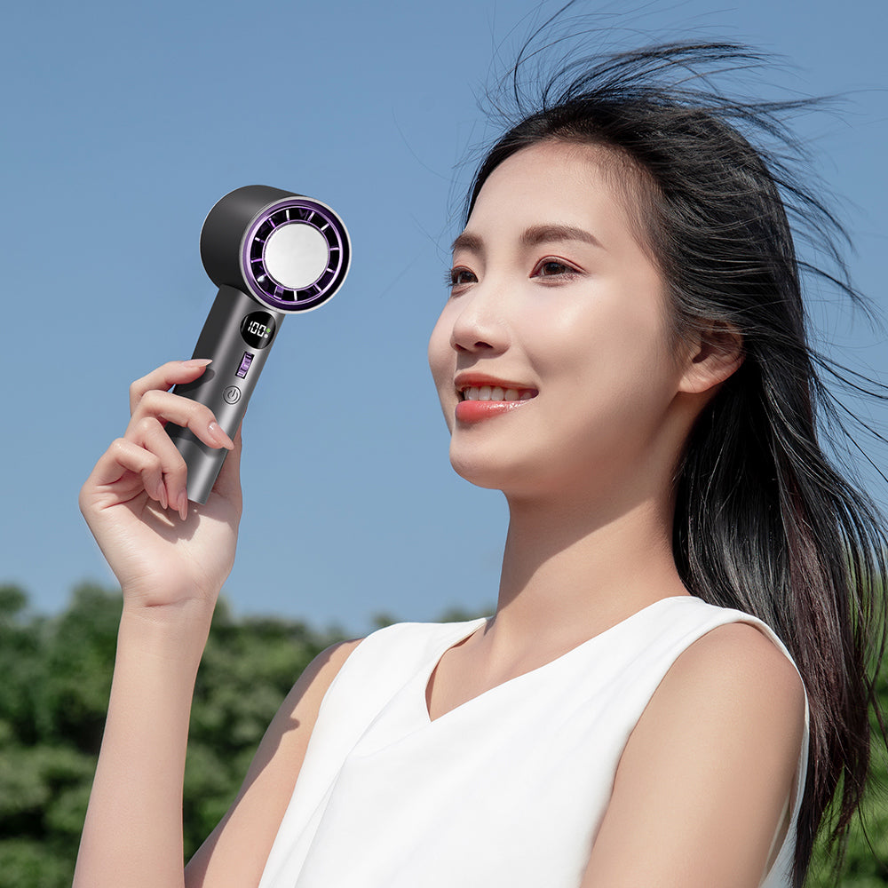 迷你製冷手持風扇｜100檔高速・冰敷降溫・USB充電便攜｜學生宿舍／辦公室／戶外必備