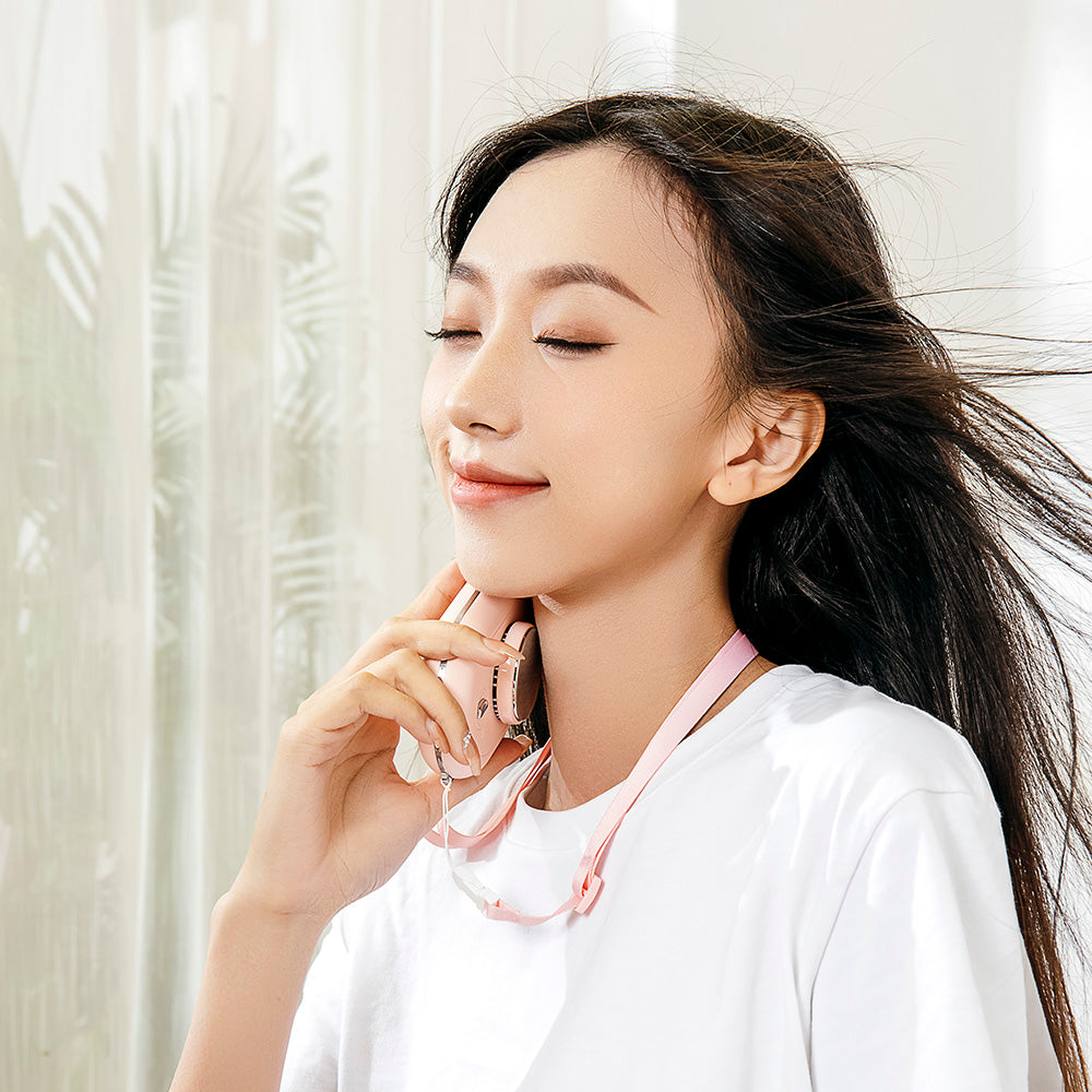 Oriday Neck Fan｜USB Rechargeable Mini Portable Fan・Silent Cooling with Ice Compress Function・For Students in Class, Outdoor Sports, Home, Office & Desktop Use