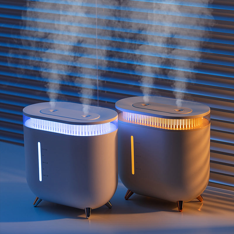 Oriday 雙噴霧加濕器｜炫彩氛圍燈・USB靜音款・大容量桌面加濕器・臥室車載兩用
