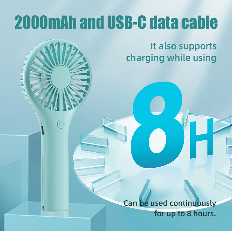 oriday Handheld Fan 2000mAh Battery Long-lasting, Quiet, Powerful Airflow, Portable, Compact, for Dormitory, Office, Home Use