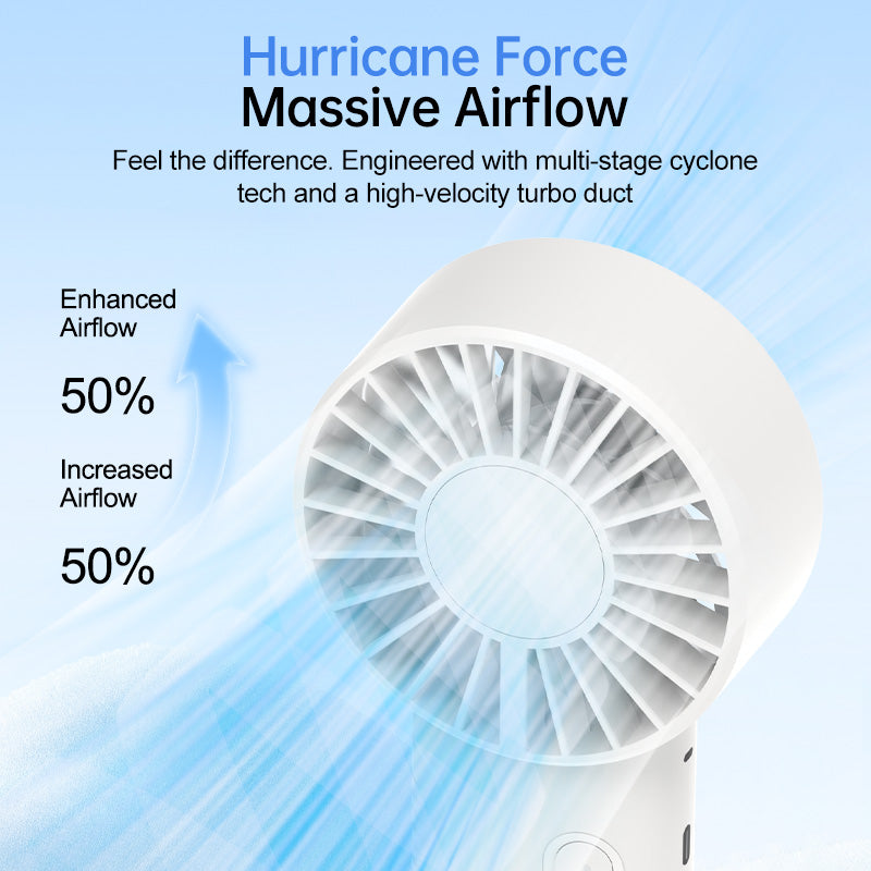 Oridayハンドヘルドファン、4段階風力調整、6枚羽根の磁気モーター、静音設計、首に掛けたり手持ち、またはバッグに掛けたりできる、重量142g、軽量折りたたみ式、2000mAhバッテリー。
