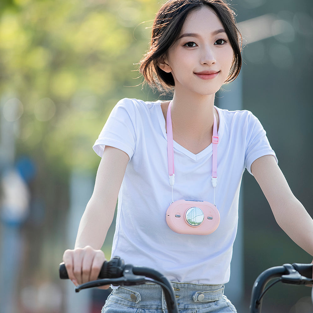 Oriday Neck Fan｜USB Rechargeable Mini Portable Fan・Silent Cooling with Ice Compress Function・For Students in Class, Outdoor Sports, Home, Office & Desktop Use