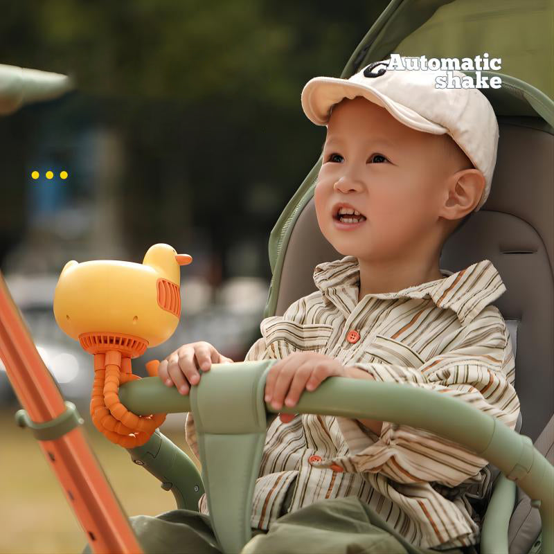【Oriday Original】Stroller Fan｜Portable Bladeless Oscillating Design｜Silent and Finger-Safe｜Rechargeable Gentle Breeze Cooling Fan for Babies
