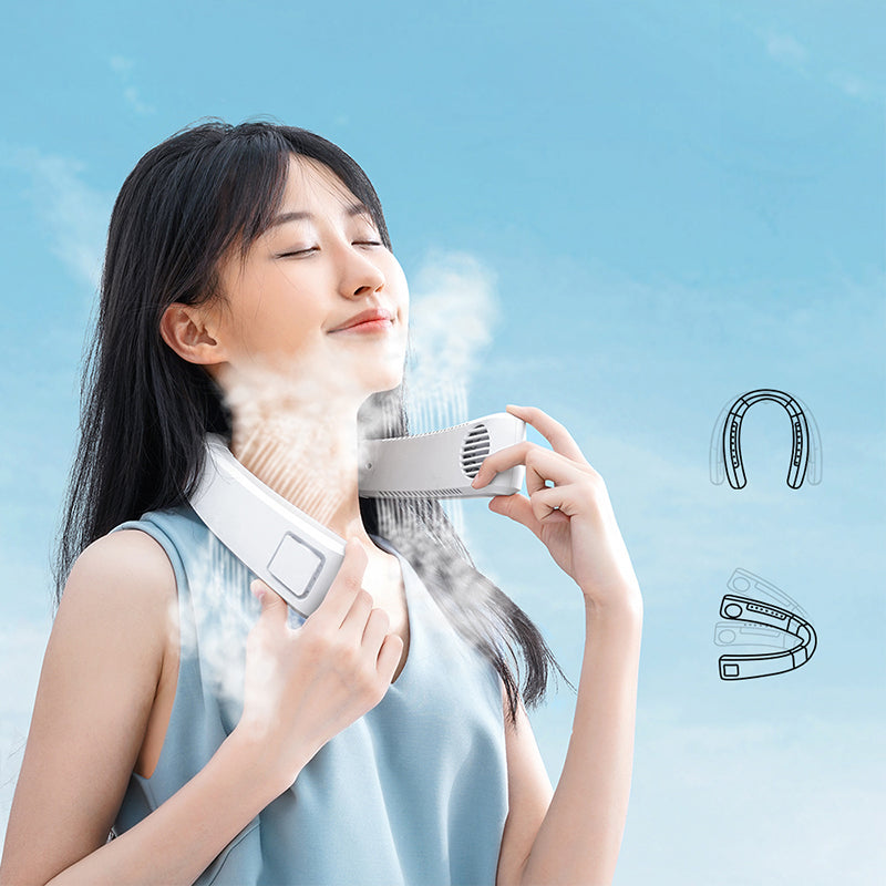 oriday 首掛けファン、冷却機能付き、24時間持続、超静音、髪を絡めない、大風力、軽量で涼しい