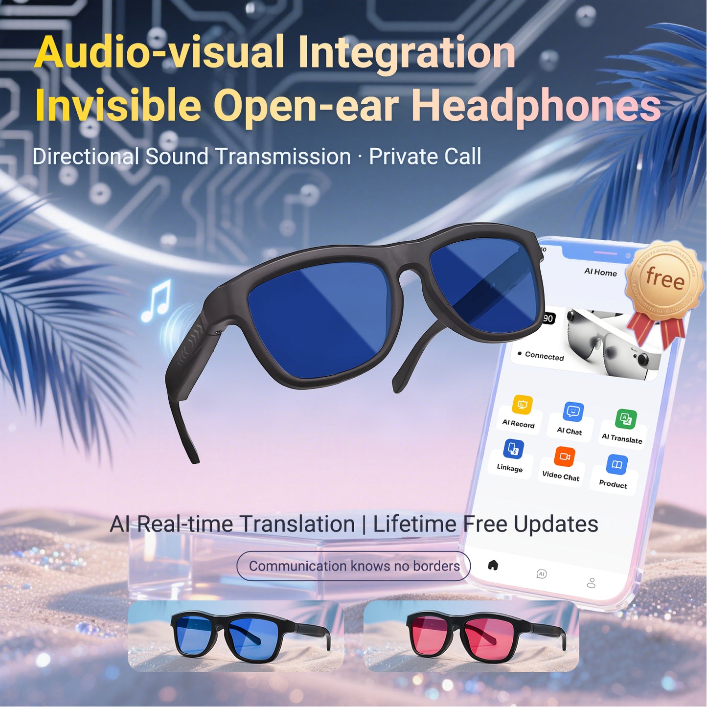 Oriday AI翻訳スマートグラス 調光レンズ｜Bluetooth通話、音楽再生、UV400保護｜運転・旅行・釣りに必須 GV90
