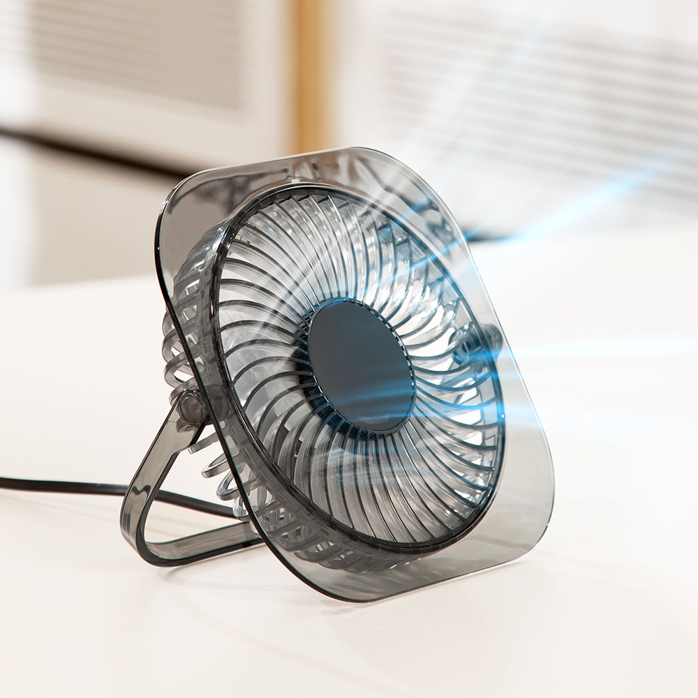 透明摺疊桌面風扇夜燈｜超薄靜音設計・學生宿舍／臥室辦公室適用・2025家用涼風小電器