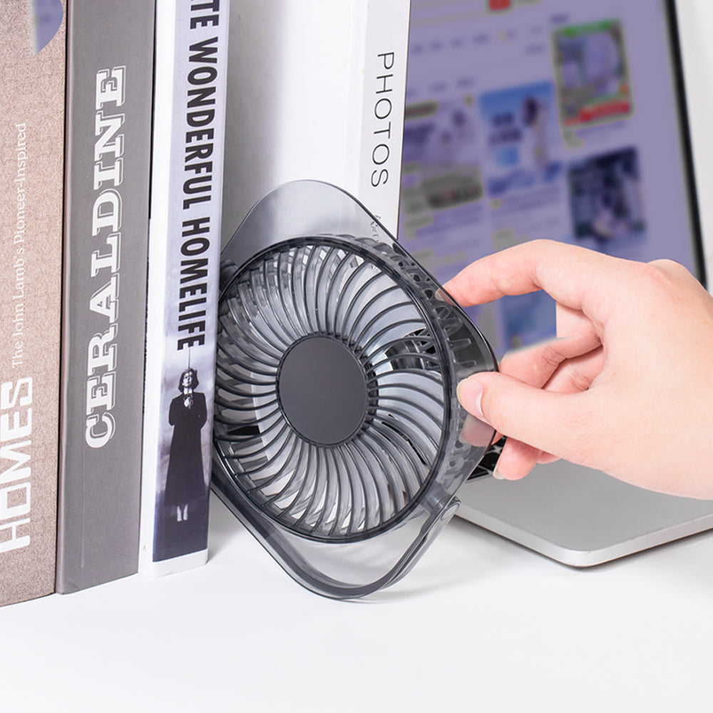 透明摺疊桌面風扇夜燈｜超薄靜音設計・學生宿舍／臥室辦公室適用・2025家用涼風小電器