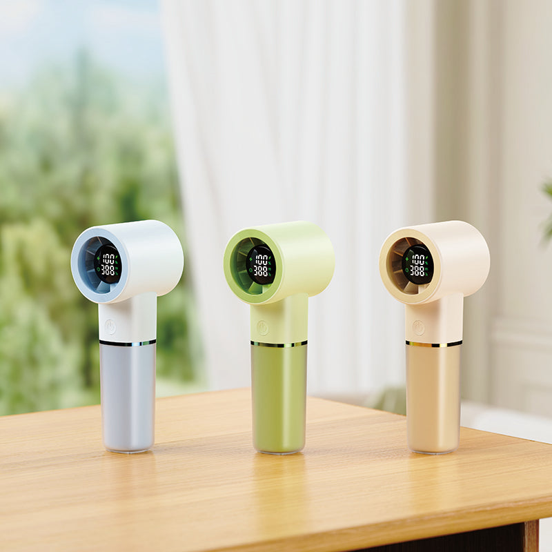 Oriday 携帯型ハンディファン、スマートデジタルカウントダウン表示、100段階無段階風量調節、磁気浮上式静音設計、4500mAh大容量バッテリー、3WAY使用（手持ち・ストラップ掛け・卓上）