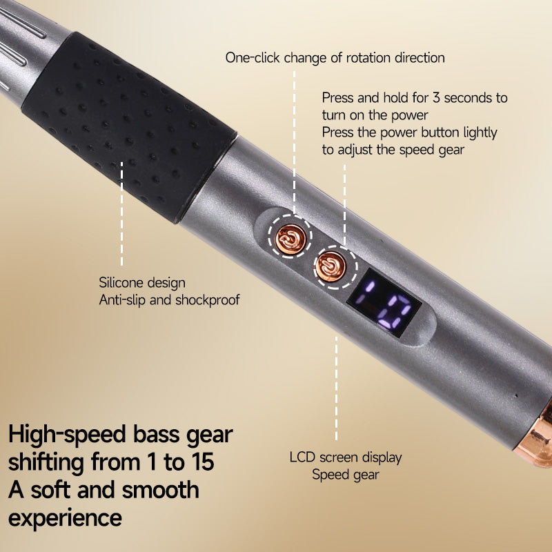 Oriday Smart Nail and Nail Care Device - High-speed Low-noise Gear Shift, Ceramic Grinding Head, LCD Display | Reversible Operation, Multi-functional Grinding Heads to Meet Daily Nail Care Needs | 90-Minute Battery Life, Type-C Charging
