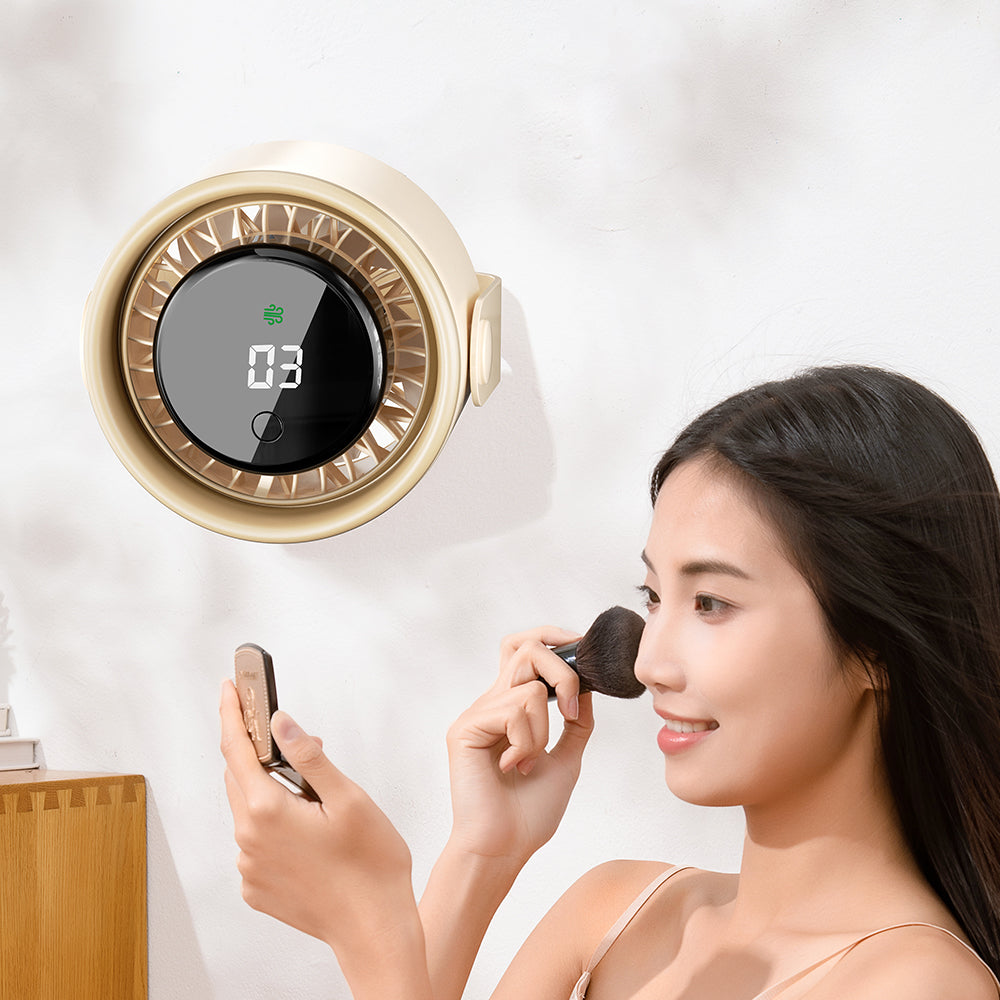 Oriday【夏のひんやり必需品】壁掛け・卓上2WAYファン | 3000mAh長持ち充電式バッテリー | ブラシレス静音＋LEDデジタル表示 | キャンプ・オフィスに最適 | アプリコット／ブラック展開
