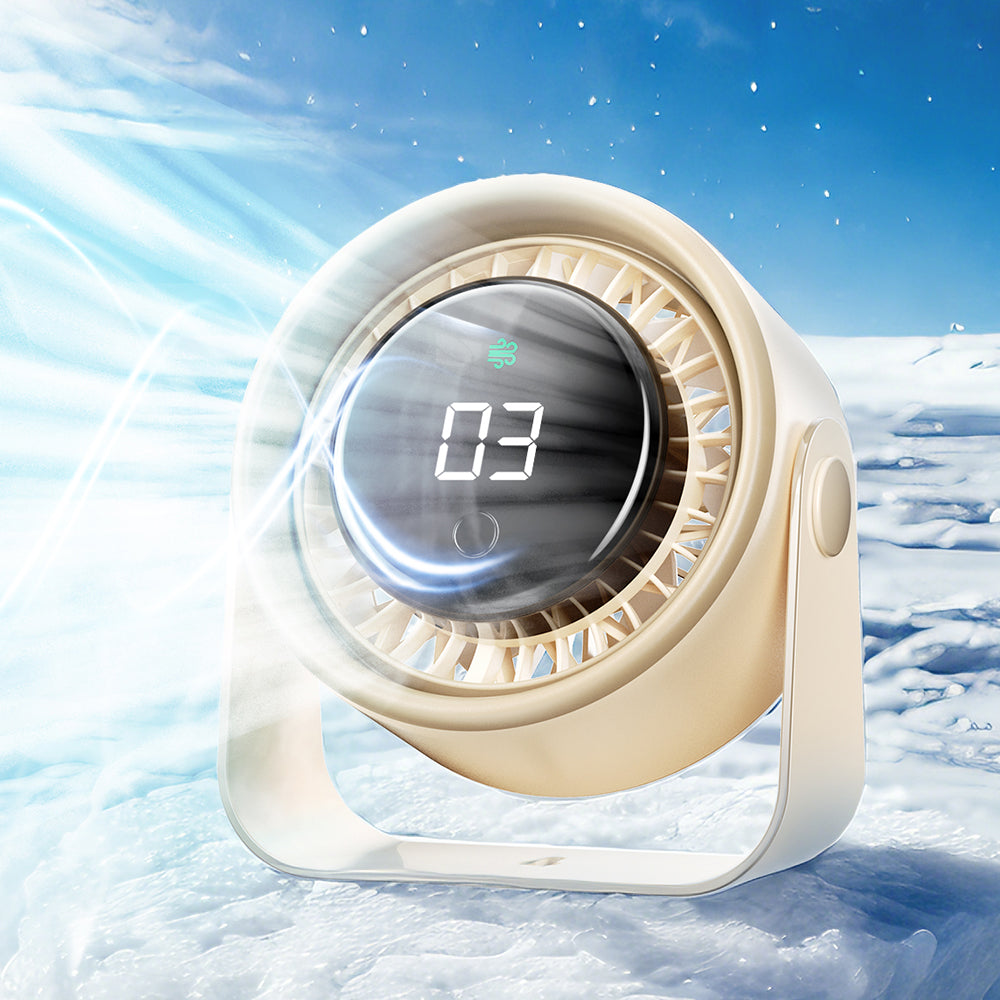 Oriday【夏のひんやり必需品】壁掛け・卓上2WAYファン | 3000mAh長持ち充電式バッテリー | ブラシレス静音＋LEDデジタル表示 | キャンプ・オフィスに最適 | アプリコット／ブラック展開
