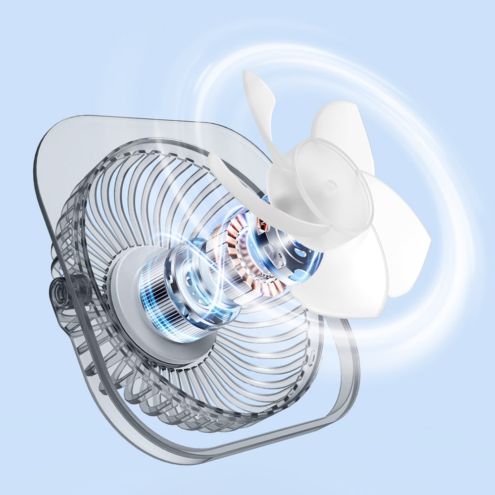 透明摺疊桌面風扇夜燈｜超薄靜音設計・學生宿舍／臥室辦公室適用・2025家用涼風小電器