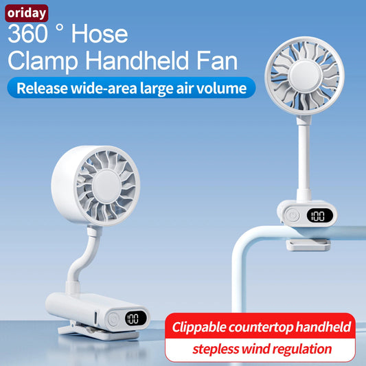 oriday【多功能迷你風扇】可夾/手持/桌面 360° 靈活調節｜靜音大風量｜1200mAh 長續航｜Type-C 便攜小巧高顏值｜辦公/戶外/通勤/學習必備