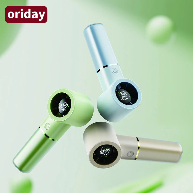 Oriday 携帯型ハンディファン、スマートデジタルカウントダウン表示、100段階無段階風量調節、磁気浮上式静音設計、4500mAh大容量バッテリー、3WAY使用（手持ち・ストラップ掛け・卓上）