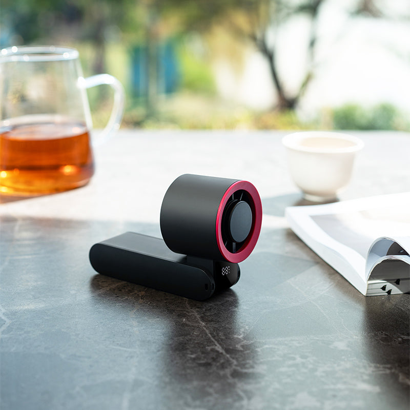 Oriday Portable Foldable Cooling Fan with Large Capacity Battery for Long-lasting Performance, 4 Speeds, 10,000 RPM, Silent Powerful Wind, High-definition Digital Display for Battery and Speed Levels, Instant Cooling with One-Click Ice Compress
