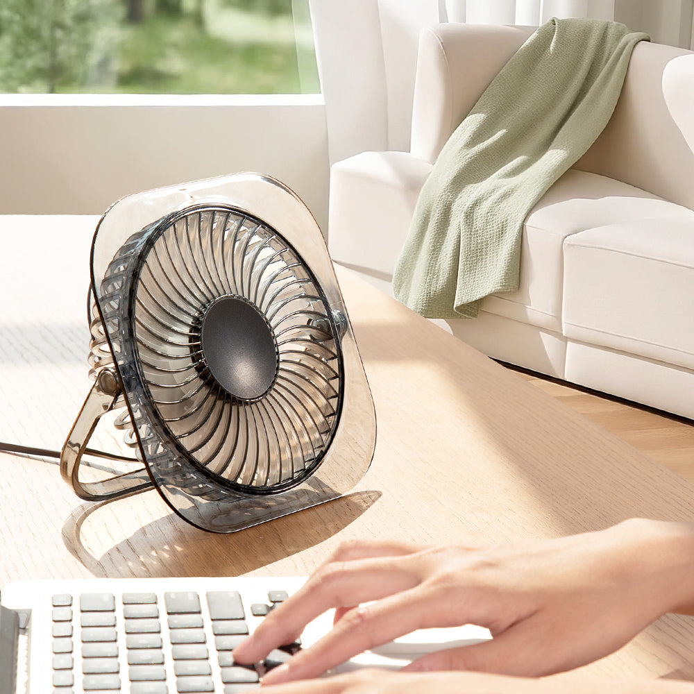 透明摺疊桌面風扇夜燈｜超薄靜音設計・學生宿舍／臥室辦公室適用・2025家用涼風小電器