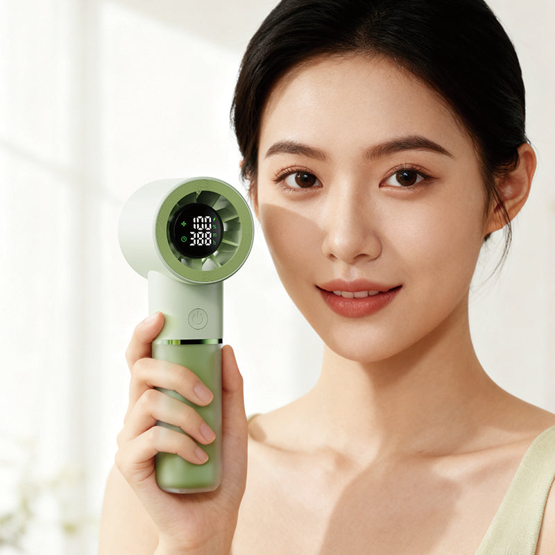 Oriday 携帯型ハンディファン、スマートデジタルカウントダウン表示、100段階無段階風量調節、磁気浮上式静音設計、4500mAh大容量バッテリー、3WAY使用（手持ち・ストラップ掛け・卓上）