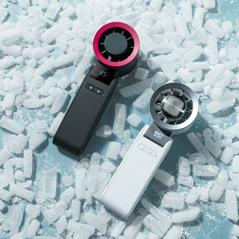 Oriday Portable Foldable Cooling Fan with Large Capacity Battery for Long-lasting Performance, 4 Speeds, 10,000 RPM, Silent Powerful Wind, High-definition Digital Display for Battery and Speed Levels, Instant Cooling with One-Click Ice Compress
