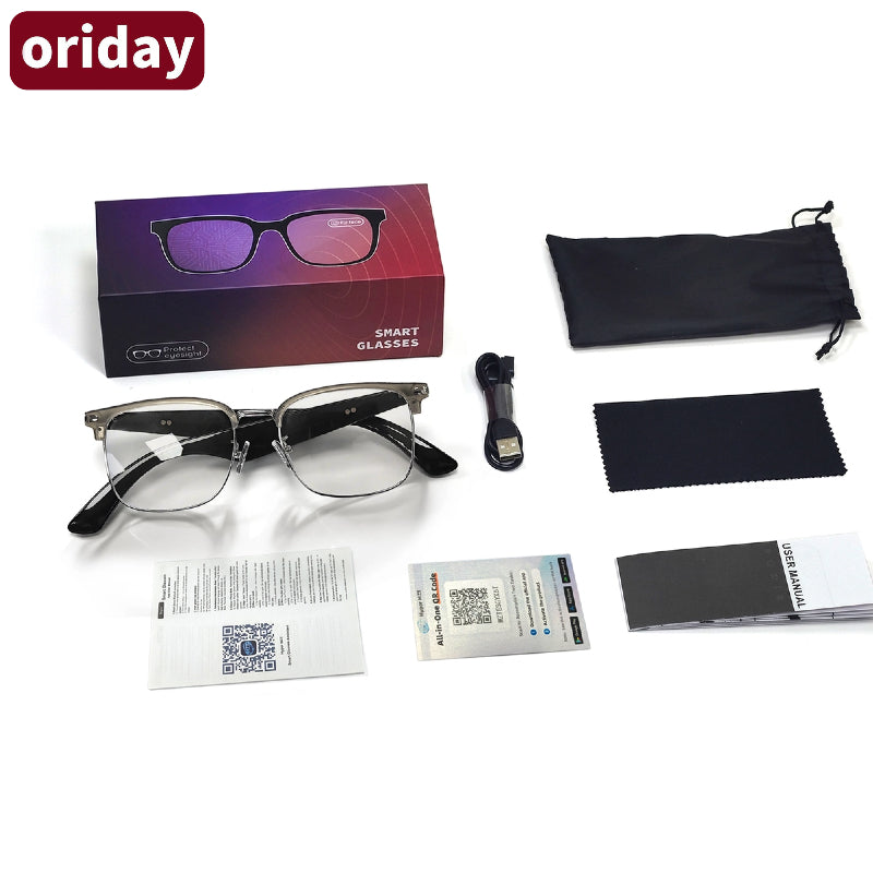 Oriday 多功能AI翻譯眼鏡｜語音助手+遙控拍照｜UV400防紫外線｜商務休閒兩用GY600