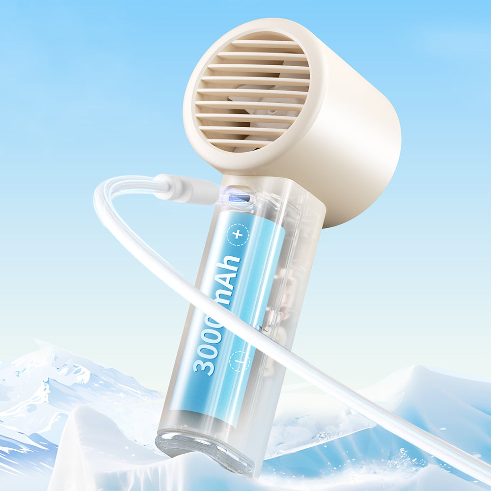 迷你製冷手持風扇｜100檔高速・冰敷降溫・USB充電便攜｜學生宿舍／辦公室／戶外必備