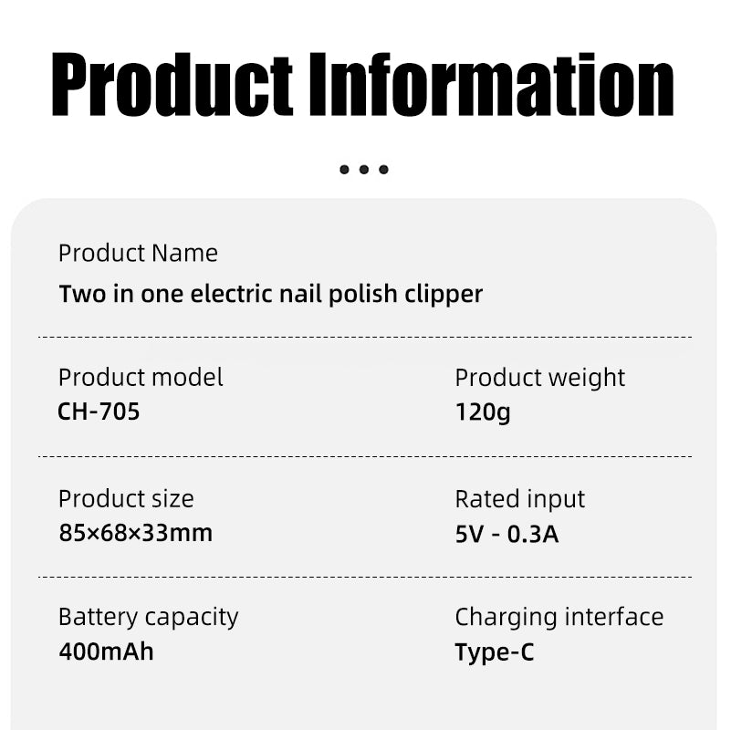 Oriday 電動剪磨指甲機｜自動修甲器・充電式設計・成人／老人／小孩手腳兩用・厚指甲適用