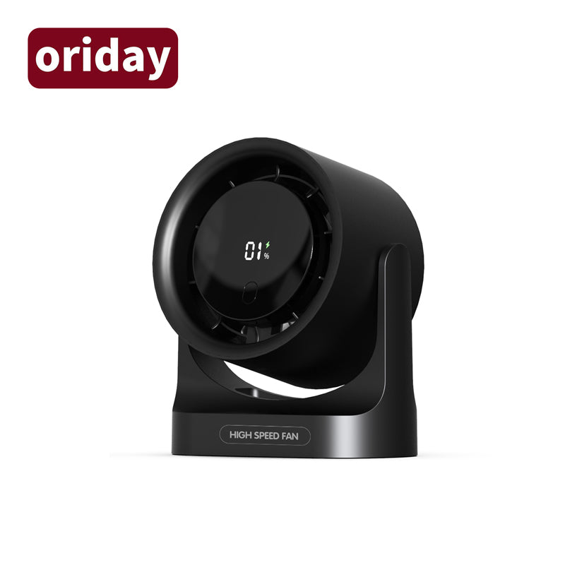 Oriday 數顯高速桌面風扇｜循環送風・超強續航・遙控定時・免打孔壁掛・宿舍／辦公室／廚房適用
