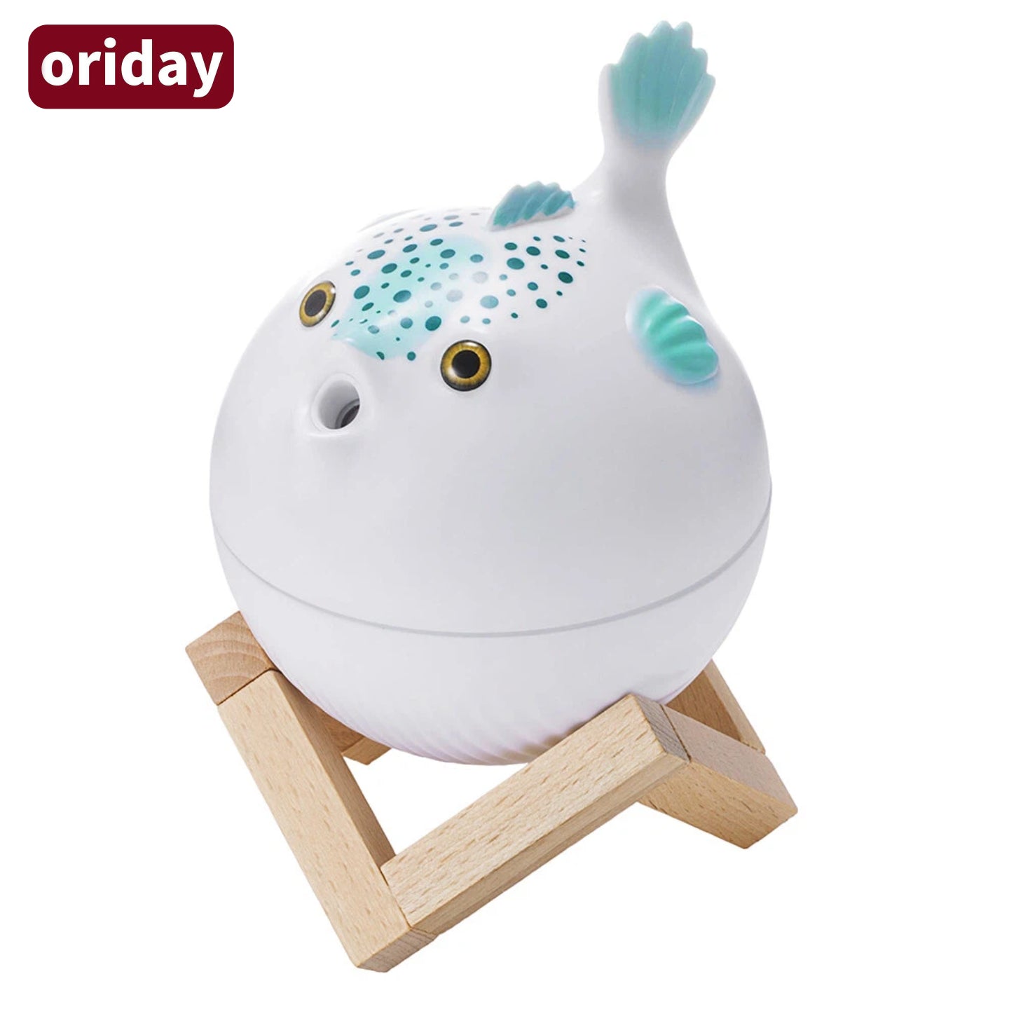 Oriday かわいいフグ型7色ナイトライト付き加湿器｜大容量260ml・2段階微細ミスト・静音運転・USB‑C給電｜寝室・オフィス・卓上インテリア
