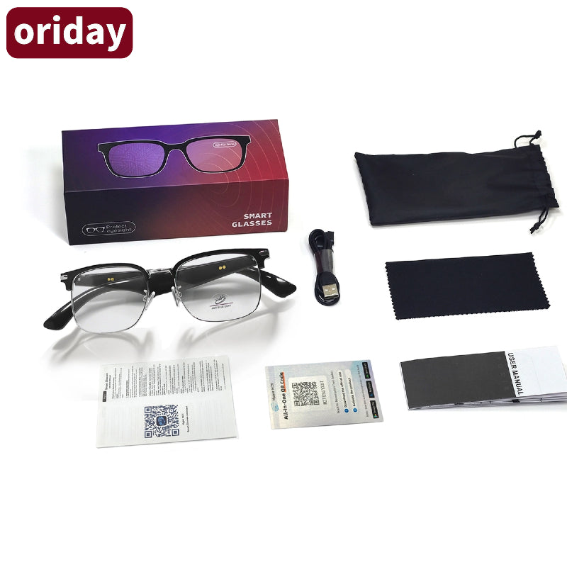 Oriday 多功能AI翻譯眼鏡｜語音助手+遙控拍照｜UV400防紫外線｜商務休閒兩用GY600