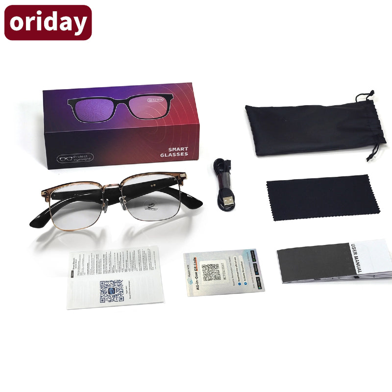Oriday 多功能AI翻譯眼鏡｜語音助手+遙控拍照｜UV400防紫外線｜商務休閒兩用GY600