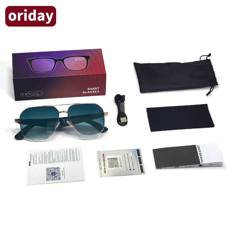 Oriday 智能AI翻譯太陽眼鏡｜防眩光偏光片 UV400防護｜音樂+通話+語音助手GY100